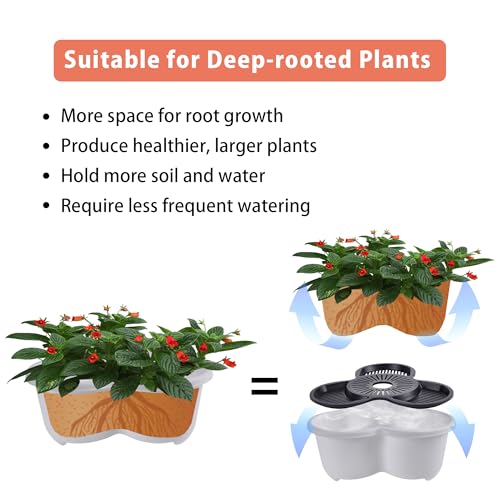 VECELO 5 Tier Vertical Garden Planter, Self Watering Stackable Planters with Wheels for Strawberries, Herbs, Flowers, Vegetables, White - color: White, size: 5 Tier