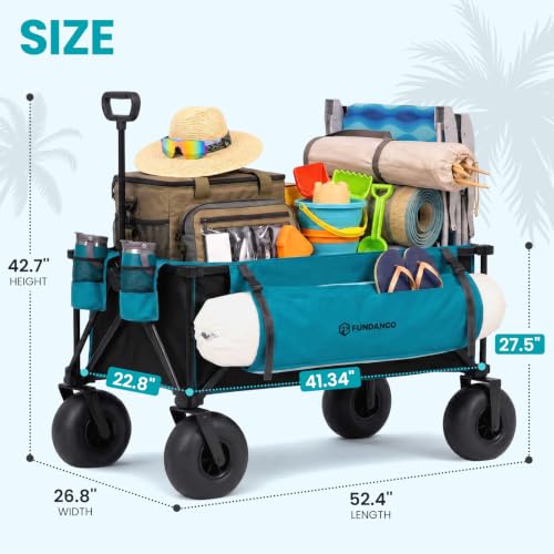 FUNDANGO 300L Beach Wagon with 9" Balloon Wheels, Pump Included - color: Sea Blue