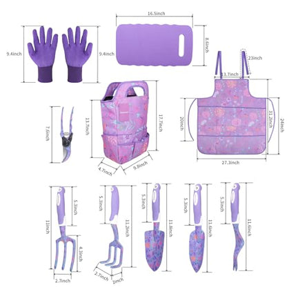 Purple Garden Tools Set 10 Pieces, Gardening Gifts for Women - color: purple