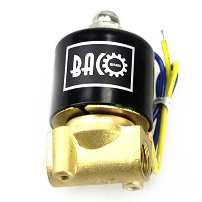 BACOENG 1/4" DC12V Electric Solenoid Valve (NPT, Brass, Normally Closed) - size: 1/4"NPT-Brass