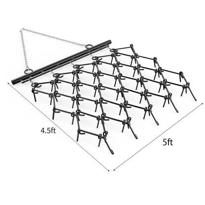 YITAMOTOR Heavy Duty 5FT x 4.5FT Chain Harrow, Drag Harrow with 1/2" Tines - size: 5FTx4.5FT