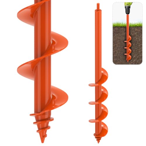 SELEWARE Auger Drill Bit for Planting 3"x24" Drill Auger for 3/8" Hex Drive - color: Orange, size: 3" x 24"