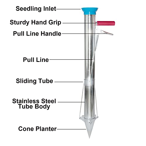 AIWFL Seedling Transplanter Long Handled Bulb Planter Tools Stainless Steel - size: Single Handle