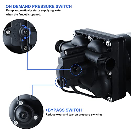 Tdrsuper Water Pressure Booster Pump, 110V AC Water Diaphragm Pump, 5.5GPM 75PSI with Power Plug, Self Priming RV Water Pump for Home Kitchen Bathroom RV Marine Yacht Garden Hose Black - style: 110V 5.0GPM 70PSI