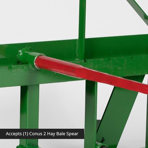 Titan Attachments UA USA Made Hay Frame Attachment, 32" Hay Spear and Stabilizers, Fits John Deere Global Euro Tractors, Rated 4,500 LB