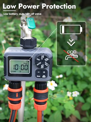 Insoma 2-Zone Sprinkler Timer, Programmable Garden Hose Timer with Auto/Manual/Rain Delay Modes | Water-Saving Irrigation Controller for Lawn, Yard & Drip Systems | Waterproof Design & Easy Setup