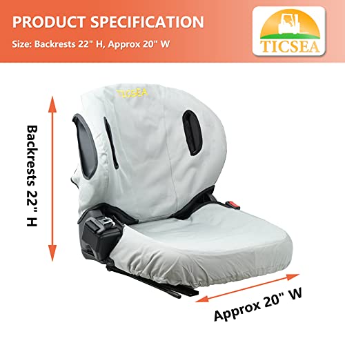 Forklift Tractor Seat Cover, 600D Oxford Cloth Weatherproof Durable Seat Cover for Toyota Forklift Seat Backrests 22" H, Approx 20" W