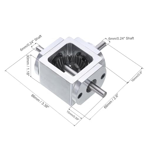 uxcell Gear Box 90 Degree Right Angle Bevel Gearbox 1:1 Forward Double Output Shaft 1 Module 20 Teeth Bevel Gear Aluminum Frame Simple Mechanical DIY Module with 6mm Shaft