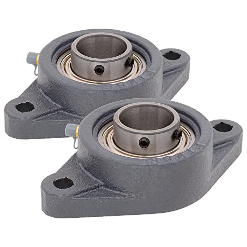 [2-Pack] SBFT206-20 - 2-Bolt Flange-Mount Ball Bearing Unit, Insert Bearing SB206-20, Cast Iron Housing FT206, Bore Shaft 1-1/4 in (31.75 mm), Set Screw Locking, 5.8125 in (147.638 mm) Flange Length