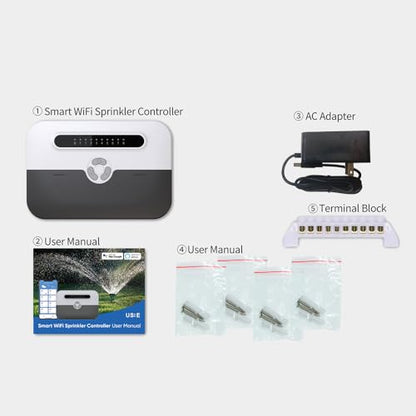 Smart Sprinkler Controller, 8 Zone WiFi Irrigation Controller with APP Control, Indoor Outdoor Automatic Water Timer, Weather-Based Skip & Custom Schedules, Easy DIY Installation