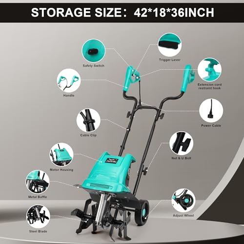 IncwBo 12'' 10.5AMP Corded Electric Garden Roto Tiller Cultivator Powerful - size: 10.5 AMP-12 INCH