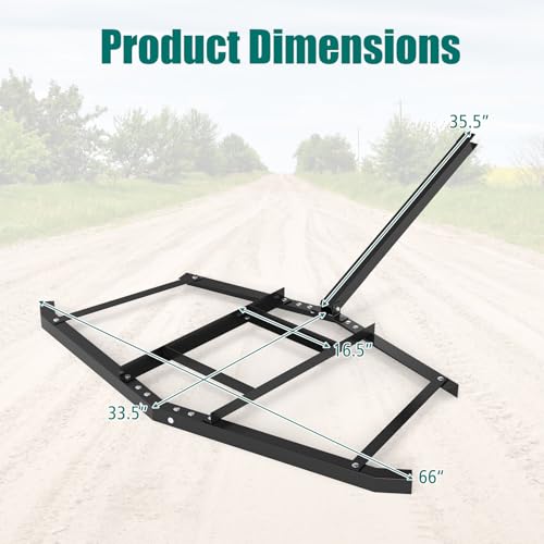 DREAMADE 66" Driveway Drag Harrow, Tow Behind Landscape Harrow - size: 66"