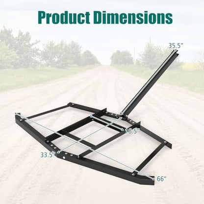 DREAMADE 66" Driveway Drag Harrow, Tow Behind Landscape Harrow - size: 66"