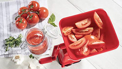 Tomato Strainer, Easily Juices w No Peeling Deseeding or Coring Necessary