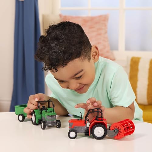 Driven by Battat Tractor Toy with Trailer, Lights and Sounds, 7-Inch, Micro - style: Tractor