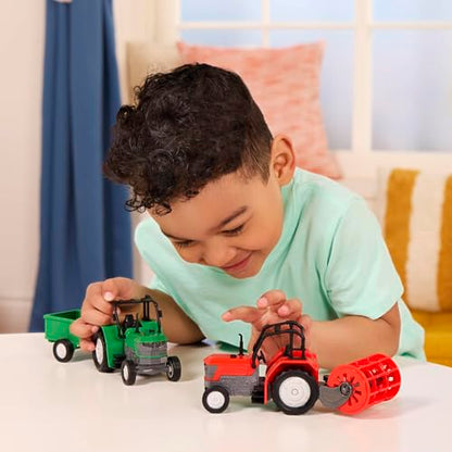 Driven by Battat Tractor Toy with Trailer, Lights and Sounds, 7-Inch, Micro - style: Tractor