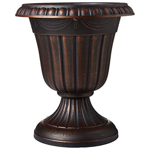 Arcadia Garden Products PL20CP Classic Traditional Plastic Urn Planter Indoor/Outdoor 10" x 12", Brushed Copper - color: Brushed Copper, size: 10" x 12"