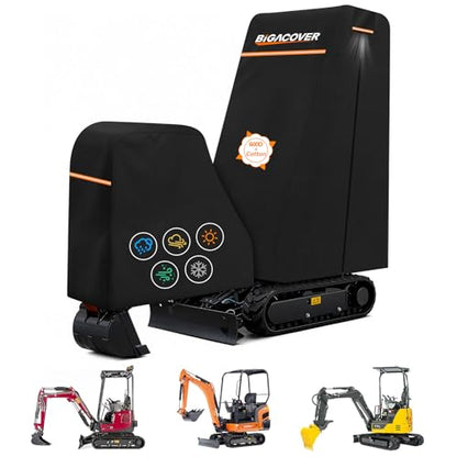 Mini Excavator Cover M 1.6-2.3 Ton, 6-Layer 600D Oxford Cotton Split Design - size: M - 1.6-2.3 Ton