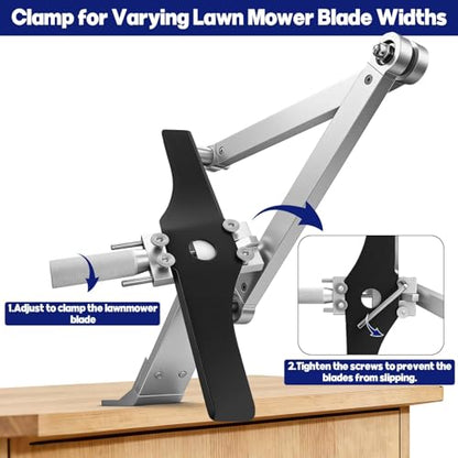 Lawn Mower Blade Sharpener Balancer Jig Left Right Grinding Tool Kit,White - color: White