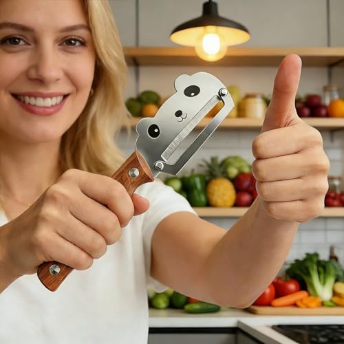 Maxjoy Vegetable Peeler, Stainless Steel Blade, PP Handle - color: Walnut#Silver