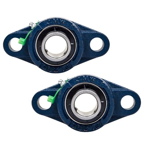 Jeremywell UCFL205-16 Pillow Block Bearing (2 Pack), 1 inch Bore, 2-Bolt Flange Mounted, Solid Base, Self-Alignment - size: UCFL205-16