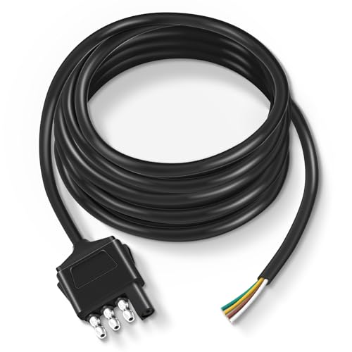 Nilight 4 Way Trailer End Connect Wire 10 Feet - color: Male End Jacket Wiring Harness 10FT