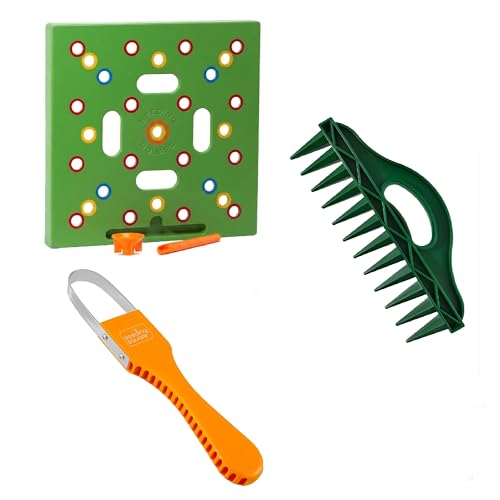 Seeding Square Sneaky Weeder + Row Seeder Bundle – Garden Weeding Tool, Row Maker & Seed Spacing Template for Raised Bed & Vegetable Gardening