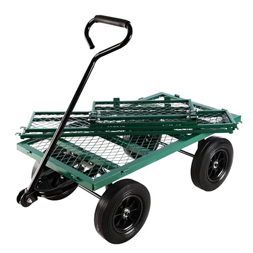 Wagon Removable Side, can be Used for Farm, Warehouse, etc. Garden car, Solid Wheels (Green Solid Wheels) - color: Green Solid Wheels