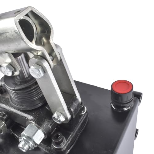 Double Acting Hydraulic Hand Pump, 3600 PSI & 1.5 CID, Hand Operated Hydraulic Pump with 5 Quart Tank and Changeover Valve, 3/8" NPT Ports Portable Hydraulic Power for Equipment Maintenance Vahaha - size: 1.5 CID