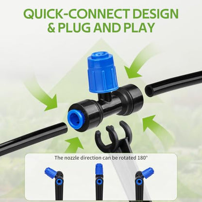 HIRALIY 140FT Quick-Connect Drip Irrigation Kit for Large Gardens - size: 140 FT