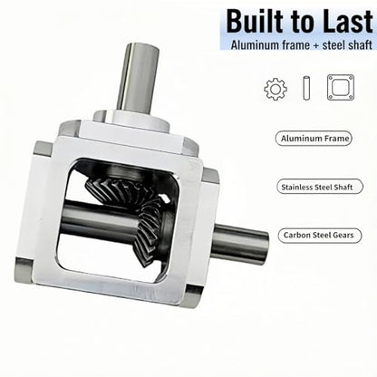 90 Degree Right Angle Gearbox 1:1 Bevel Gear Drive - size: 10mm Single Output Shafts