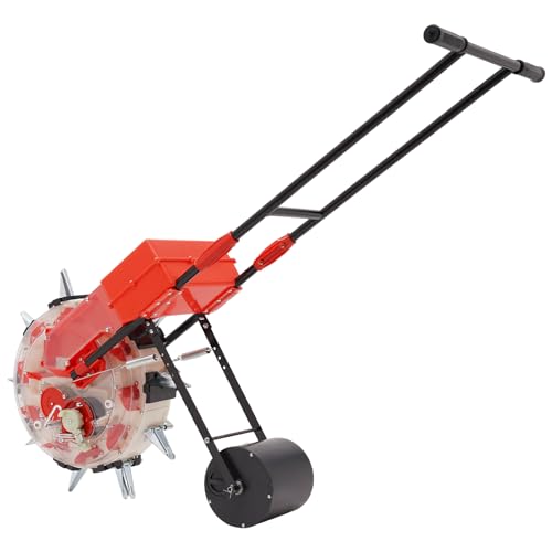 Garden Seeder, Hand-Push Row Crop Planter, Walk-Behind Manual Push Seeder Machine, Corn Cotton Soybean Peanut Planter
