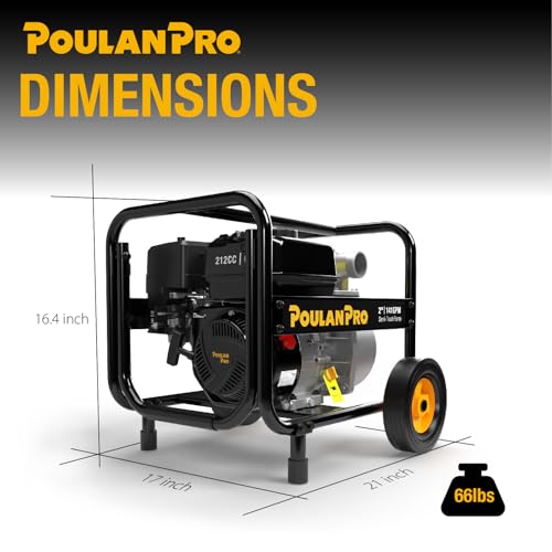 Poulan Pro 2-inch Semi Trash Pump with Wheels, 6HP 212cc 4-cycle Engine - size: 2 inch with wheels