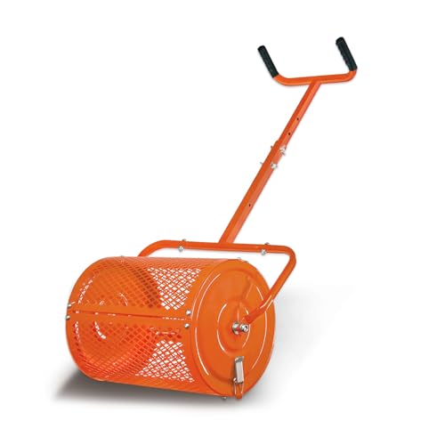 Heavy-Duty Compost Spreader for Lawn,Peat Moss Spreader,Fertilizer Spreader Roller with Adjustable Handle,Manure Spreaders for for Lawn Top Dressing,Seedling,Top Soil,Heavy Duty Metal Mesh Lawn Roller