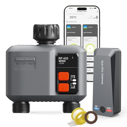 WiFi Sprinkler Timer 2 Zone, 984ft Range Smart Water Timer for Garden Hose - style: 2 Zone