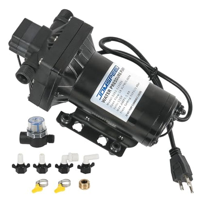 RV Water Pump, 115V AC 5.0 GPM 55 PSI, Self-Priming Diaphragm Pressure Pump - size: 5.0-115V-55