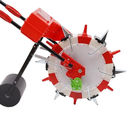 Garden Seeder, Metal Precision Garden Seeder Seeder Walk-Behind Row Crop Planter, Manual Seeder Machine Row Planter Corn Planter Seeder 6 Nozzles, 10.24 inches Spacing - color: Red 6 Nozzles, 10.24 inches Spacing