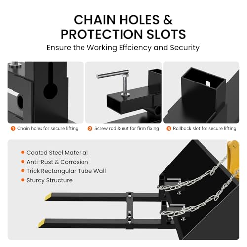 60'' Clamp on Pallet Forks, 4000LBS Bucket Fork Attachment Stabilizer - size: 60 inch-4000lbs