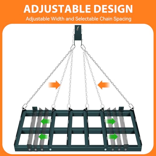 4FT Driveway Drag Harrow, Heavy-Duty Tow Behind Drag Harrow Green