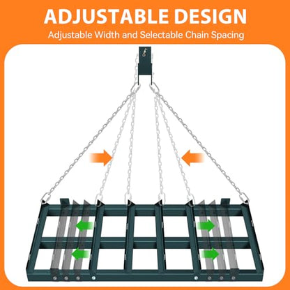 4FT Driveway Drag Harrow, Heavy-Duty Tow Behind Drag Harrow Green