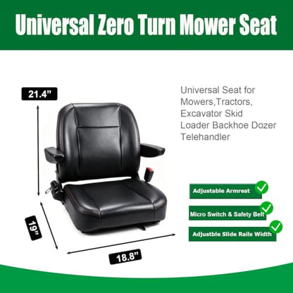 Tractor Seat Universal Zero Turn Mower Seat with Micro Switch,Slide Rail