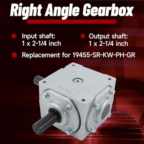 findmall Right Angle Gearbox with 2 Keyed Shafts CW/CW 1:1