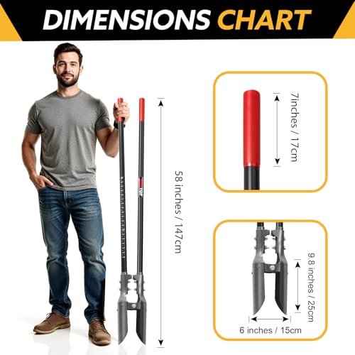 Heavy Duty Post Hole Digger Manual Fence Post Diggers 58 inches