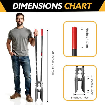 Heavy Duty Post Hole Digger Manual Fence Post Diggers 58 inches