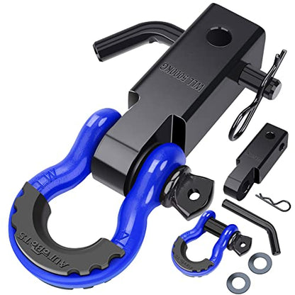 AUTOBOTS Shackle Hitch Receiver 2", Heavy Duty Recovery Hitch Blue - color: BLUE-BLACK