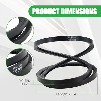 139-2399 Mower Deck Belt, Traction Drive Cogged Belt Fit for Toro TimeCutter & Exmark Quest 74683 74685 74687 74690 74691QZE725GKC42200 QZE725GKC50200 Lawn Mowers - size: 0.5" x 59"