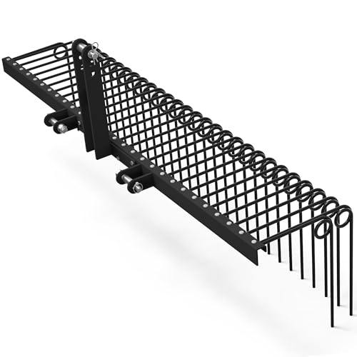 YITAMOTOR 72" Tow Behind Landscape Rake, 3 Point Pine Straw Rake for CAT 1 - size: 72 Inch - Black