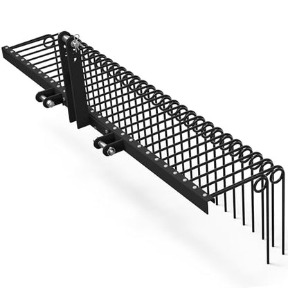 YITAMOTOR 72" Tow Behind Landscape Rake, 3 Point Pine Straw Rake for CAT 1 - size: 72 Inch - Black