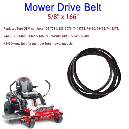 133-7075 Lawn Mower Tractor Deck Belt 5/8" x 166" Replacement for 126-7731