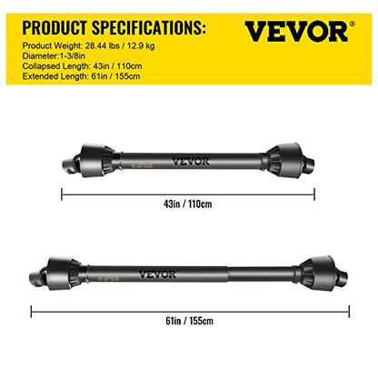 VEVOR PTO Shaft 1-3/8" PTO Drive Shaft 6 Spline Tractor Round Implement End - size: 43"-61"